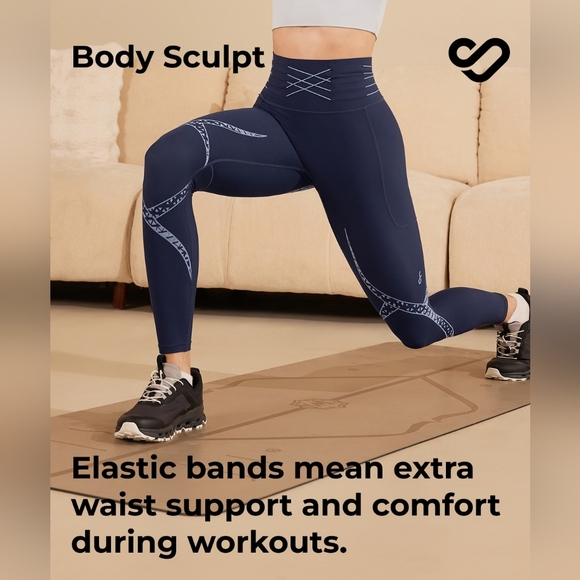 Fanka Body Sculpt PowerCore Leggings Navy/Shadow Blue Size Large - Picture 1 of 15